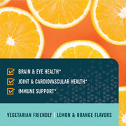 MAV Nutrition - Omega 3-6-9 + DHA Gummies, Support Brain, Joints and Cardio Health, Lemon and Orange Flavor, 60 Gummies