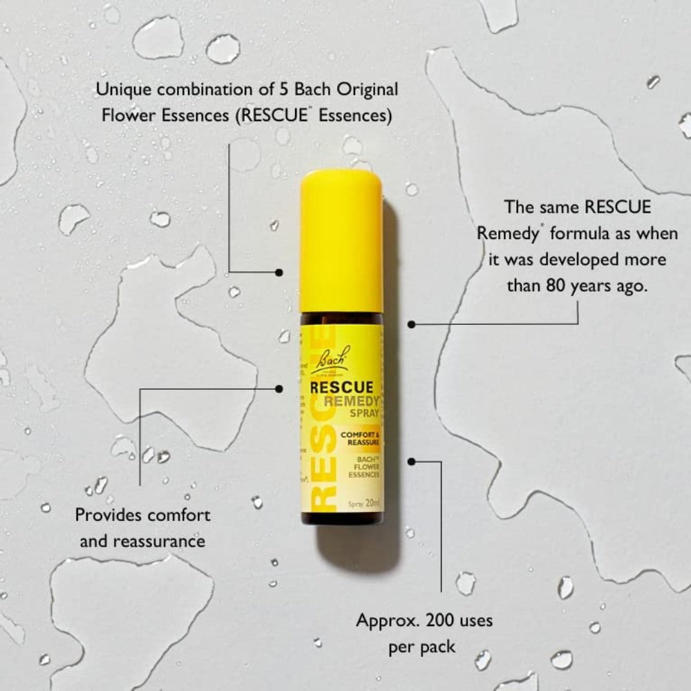 Bach Rescue Remedy Spray, Comfort and Reassure, Emotional Wellness, Flower Essence 20ml Spray Bottle