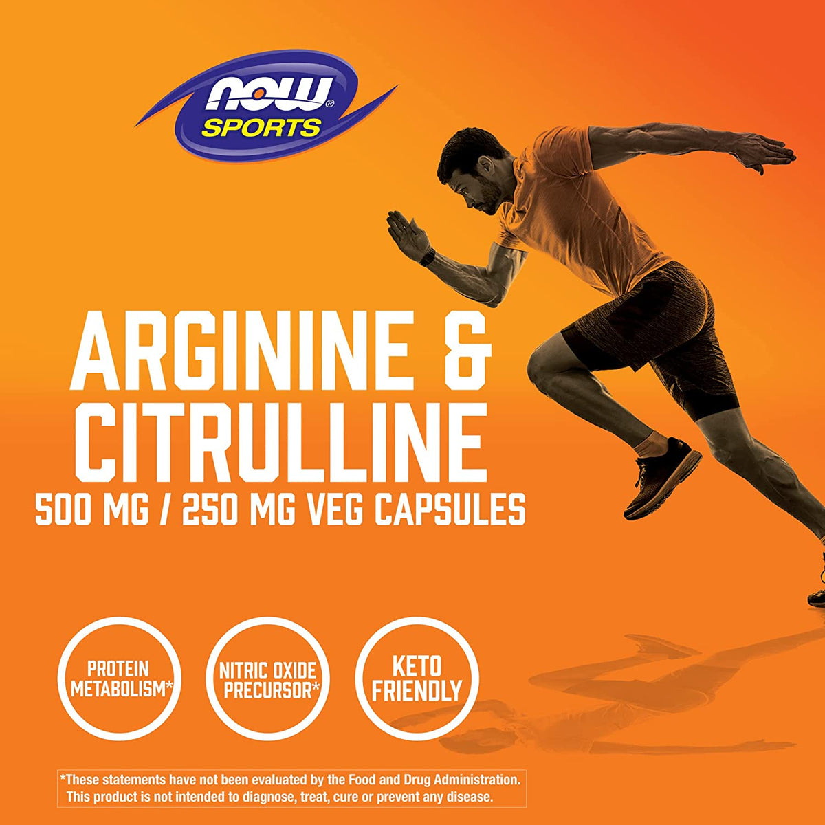 NOW Sports Arginine & Citrulline, 500 mg / 250 mg, Amino Acids, for Protein Metabolism and Muscle Maintenance, 120 Veg Capsules