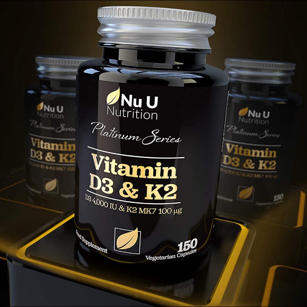 Nu U Nutrition Vitamin D3 4000 IU and Vitamin K2 100 mcg, 150 Vegetarian Capsules
