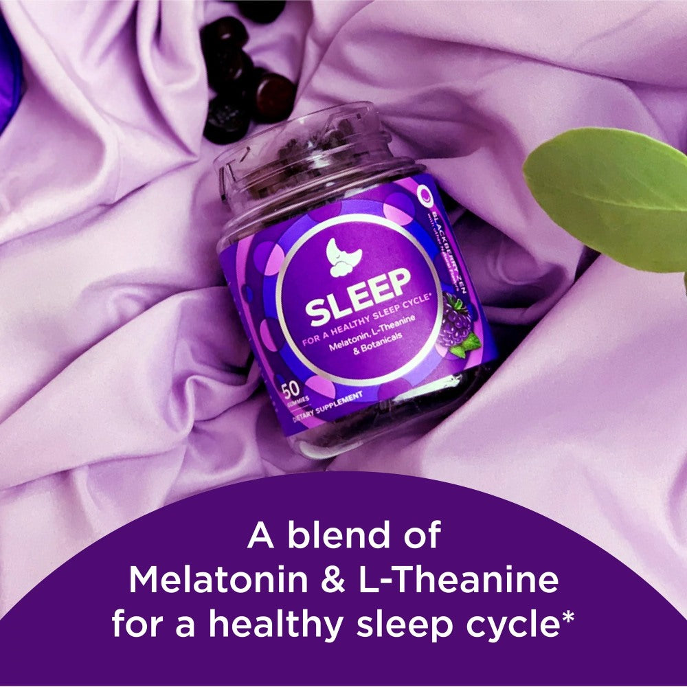 OLLY Sleep For a Healthy Sleep Cycle 3mg Melatonin, L-Theanine, Chamomile & Blackberry, 50 Gummies