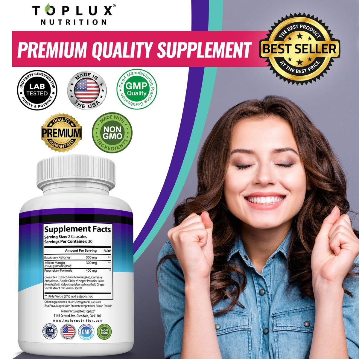 Toplux Nutrition - Keto Burn, Ketosis Weight Loss, 1200 Mg, Burn Fat for Fuel, Enhance Mental Focus, Increase Energy Levels, 60 Capsules