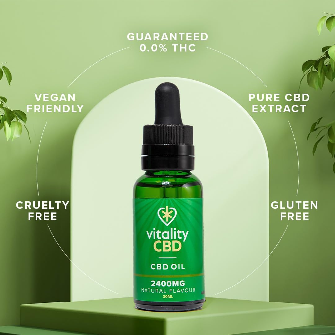 Vitality CBD oral DROPS & SPRAY 2400mg Natural flavor Promotes Relaxation and Calm 30ml