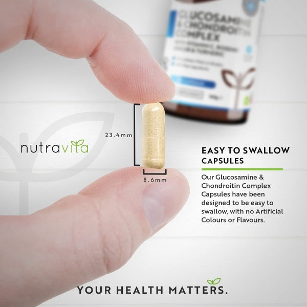 Nutravita Glucosamine and Chondroitin Complex, Contributes to The Maintenance of Normal Immune System, with Vitamin C, Turmeric, Ginger & Rosehip, 180 Capsules