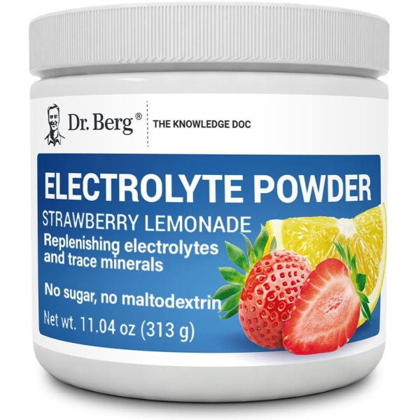 Dr Berg Electrolytes Powder Strawberry & Lemonade Flavor Supports Body Hydration, Muscle Function & Energy 313g