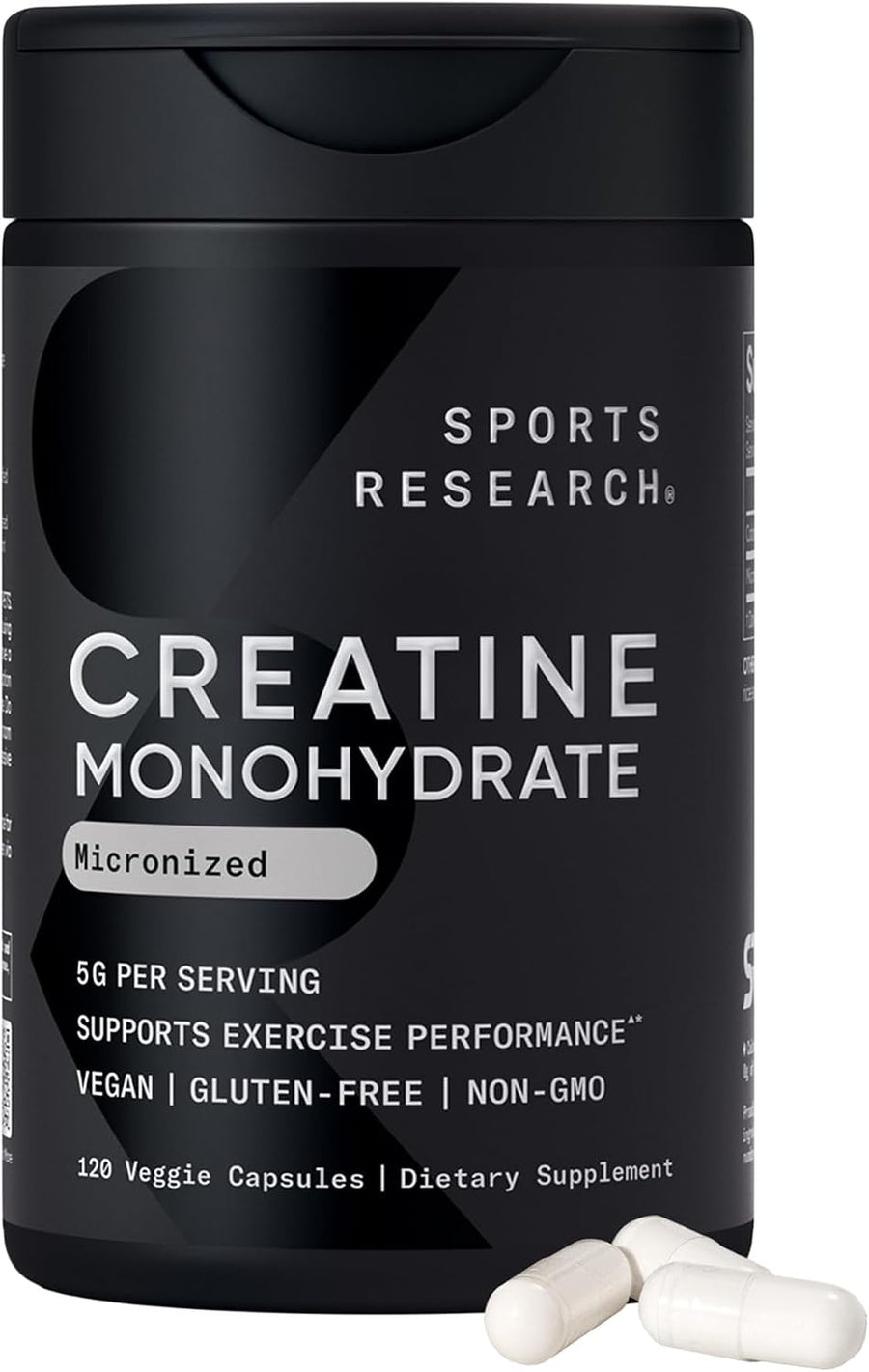 Sports Research Creatine Monohydrate 5g Per Serving 120 Veg Caps