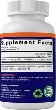 Vitamatic vitamin d3 cholecalferol 50000 iu promotes healthy immune system strengthens bones and teeth 60 veg capsules