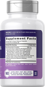 Horbaach Resveratrol. Berberine.Grape Seed & Quercetin with blue berry 120 Caps