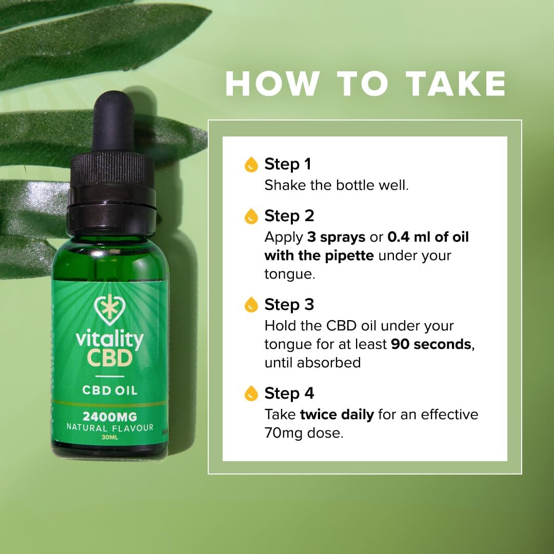 Vitality CBD oral DROPS & SPRAY 2400mg Natural flavor Promotes Relaxation and Calm 30ml