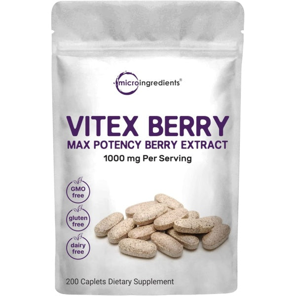Microingredients Vitex Berry, 1000mg Per Serving, Hormone Balance Support for Women, 200 Caplet