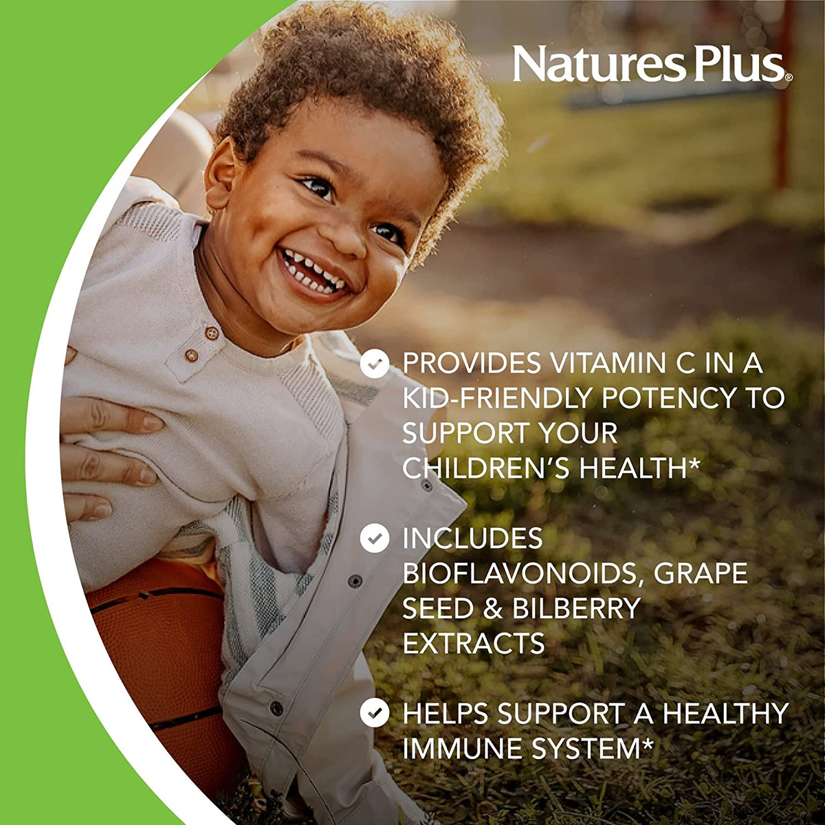 NaturesPlus Animal Parade Vitamin C, Children’s Chewable – Natural Orange Juice Flavor, 90 Animal-Shaped Tablets