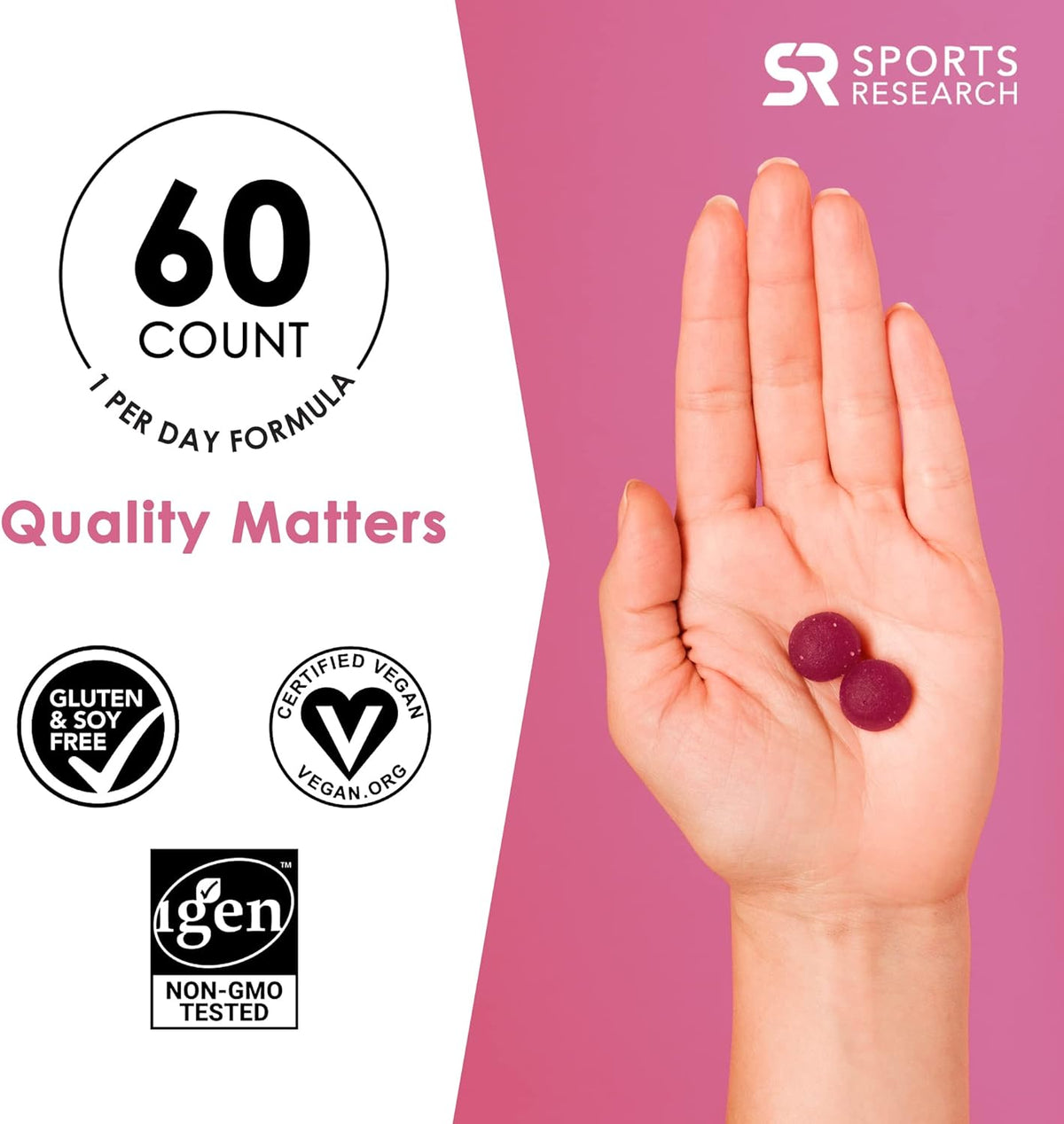 Sports Research – Biotin + Vitamin C, for Healthier Hair and Healthier Skin, 60 gummies