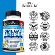 Bioschwartz Fish Oil Omega 3, 1200 mg EPA & DHA 900 mg, Lemon flavor Supports Joint, Eyes, Brain & Skin Health 90 Softgels