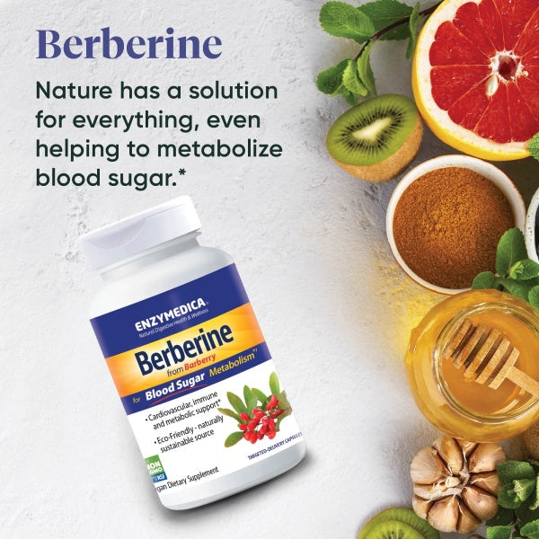 Enzymedica Berberine , for Blood Sugar Balance, Cardiovascular, Immune & Metabolic Support 60 Capsules