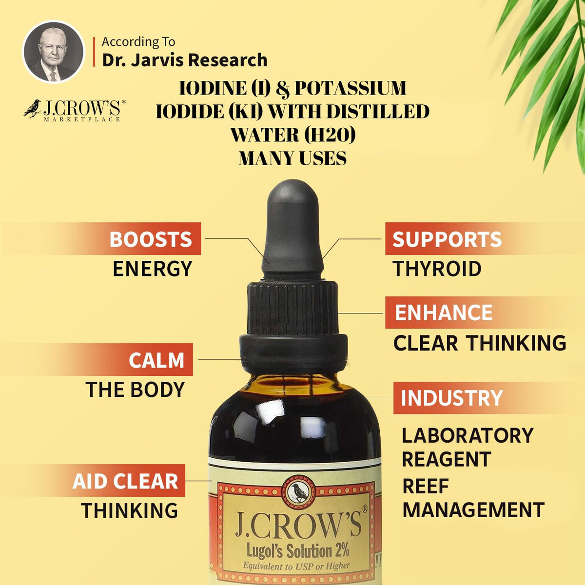 J.Crows Lugols Solution 2% Equivalent to USP or Higher Iodine + Potassium Iodide 60ml