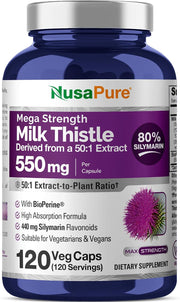 Nusapure Mega Strength Milk Thistle 550mg 120 Veg Caps