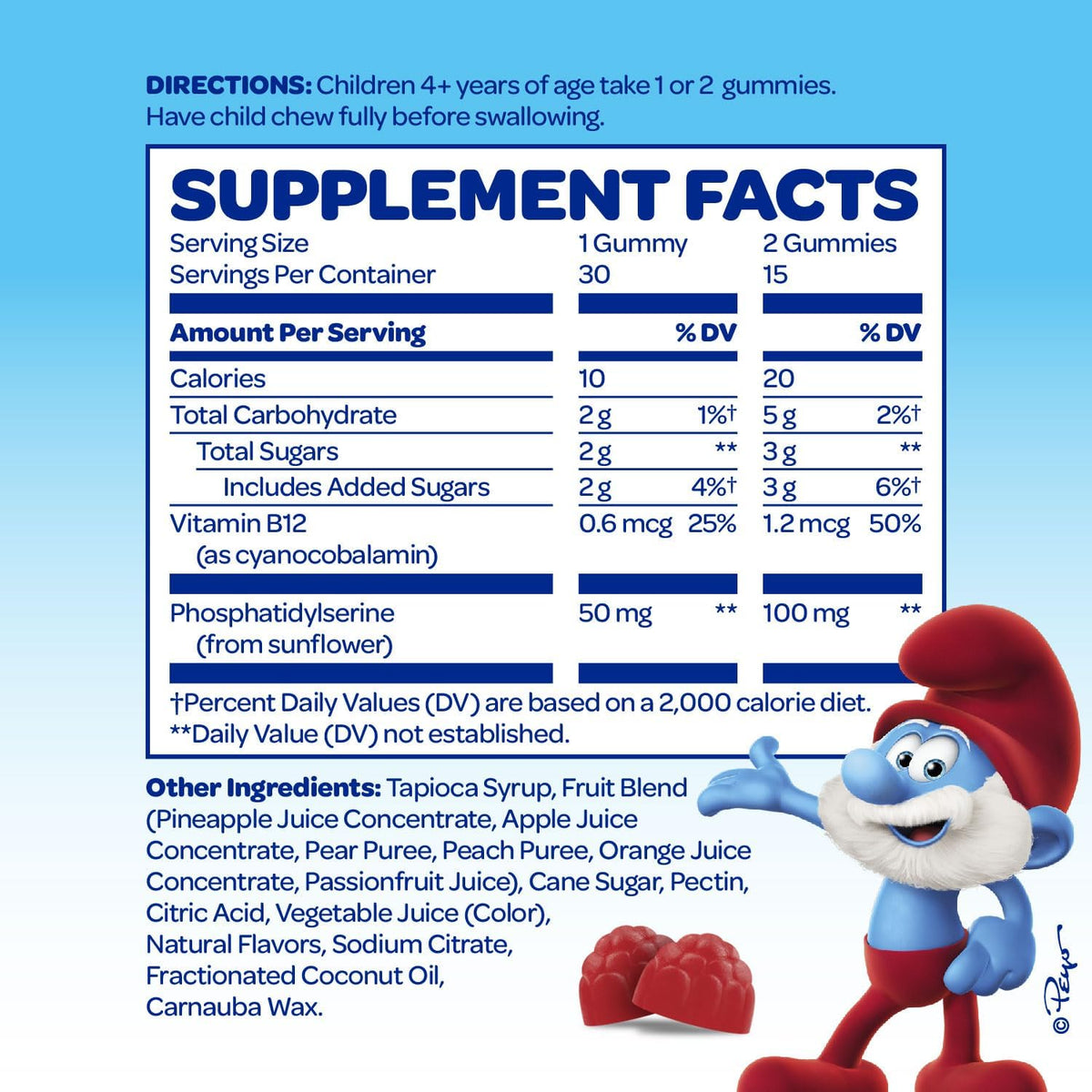 '+The Smurfs Memory & Focus 30 Gummies ages 4