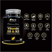 Nu U Nutrition Vitamin D3 4000 IU and Vitamin K2 100 mcg, 150 Vegetarian Capsules
