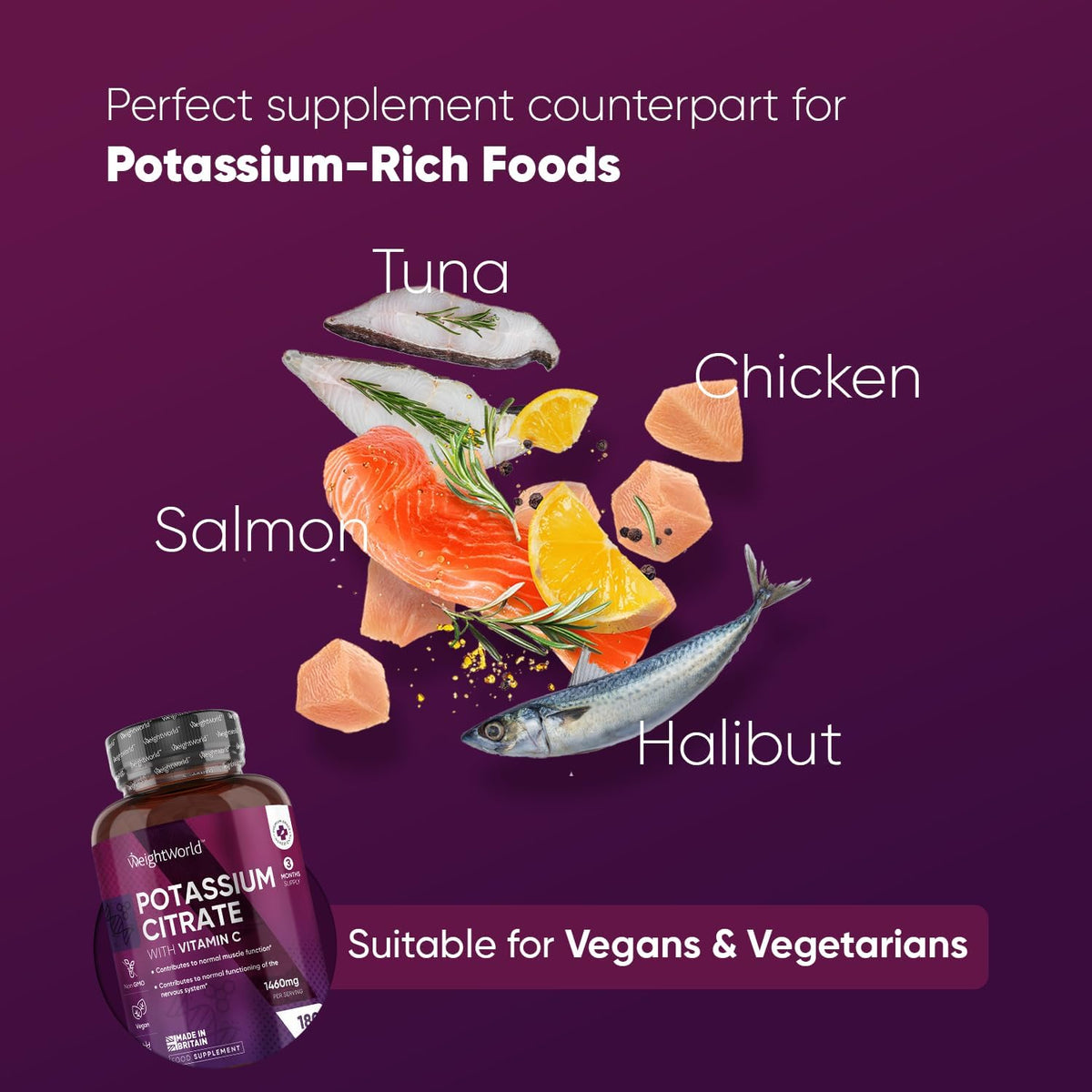Weightworld Potassium Citrate 1460 mg plus Vitamin C 180 tablets