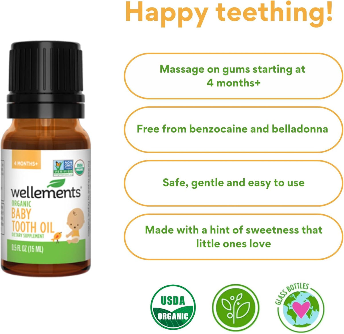 Wellements Organic Baby Tooth Oil 15ml