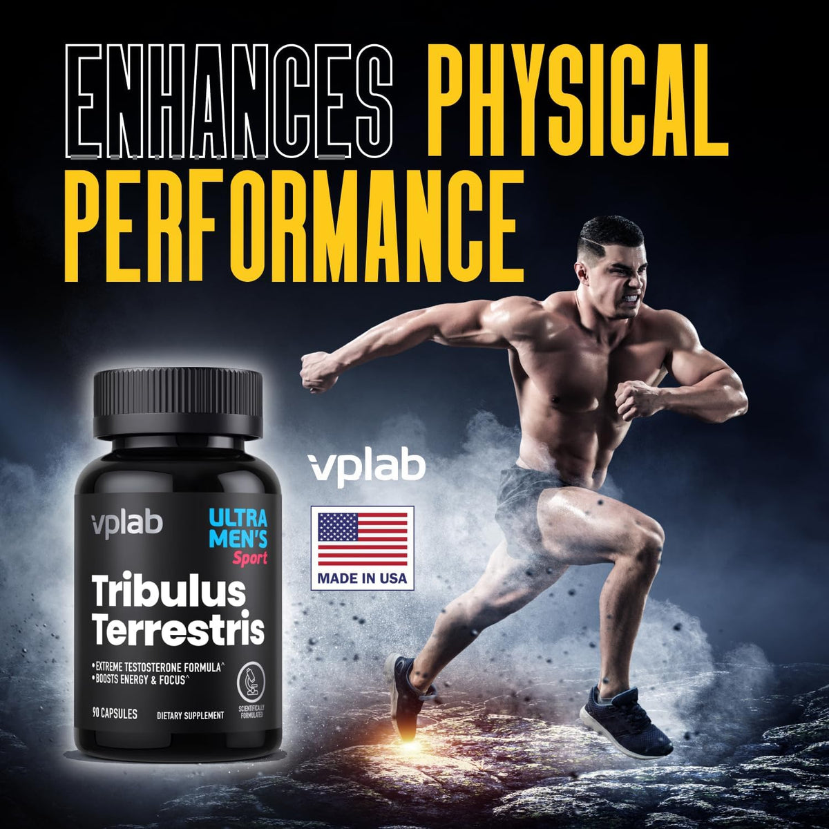 VPLab Ultra Men Sport Tribulus Terrestris 500mg & Zinc citrate 3.3mg Extreme Testosterone Formula 90 capsules