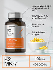 Horbaach K2 - MK7 100mcg + D3 5000IU 180 Softgels