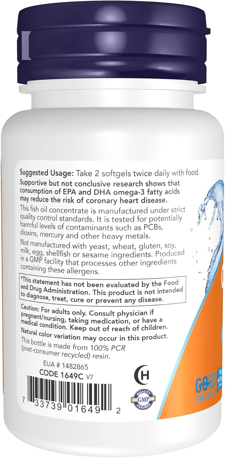 Now Foods Omega-3 Fish Oil 1000 mg 30 Softgels