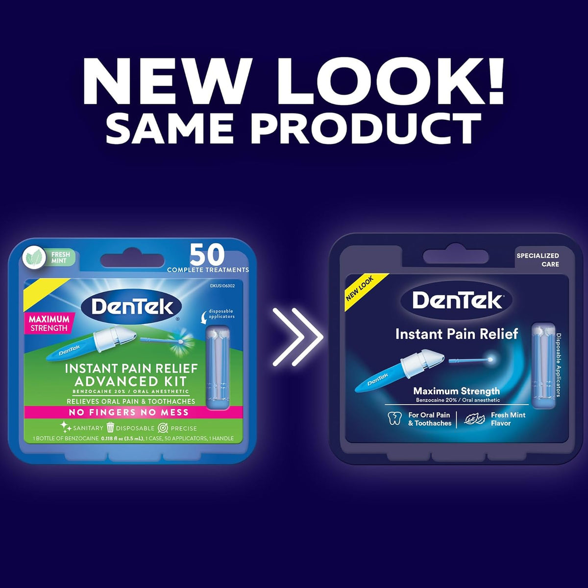 Dentek Inastant Pain Relief Benzocaine 20% for Oral Pain 50 applicators