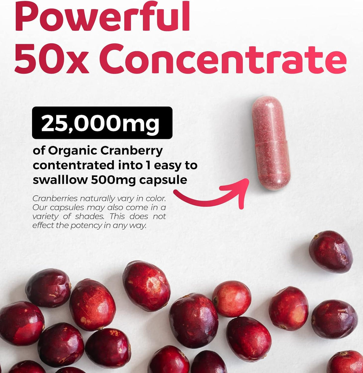 PureCo Organic Cranberry 25,000mg Supports Urinary Tract Health & Rich in Antioxidants 60 caps