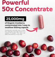 PureCo Organic Cranberry 25,000mg Supports Urinary Tract Health & Rich in Antioxidants 60 caps