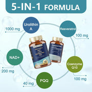 Totaria Urolithin A , NAD+ , CoQ10, Resveratrol & PQQ 120softgels
