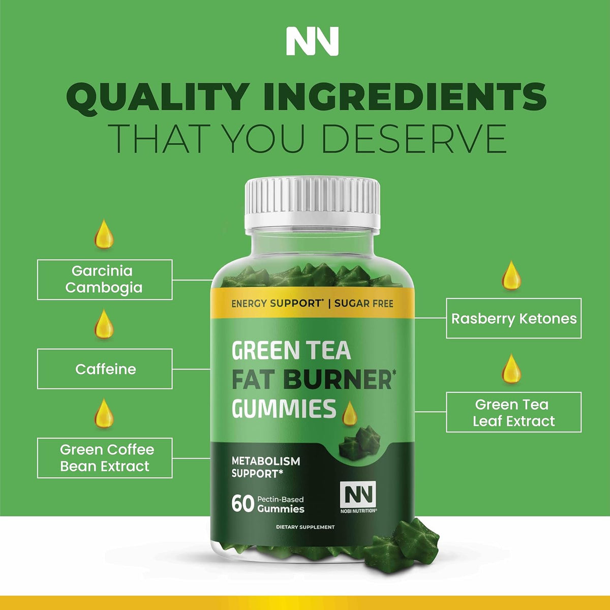 Green tea Fat Burner gummies 60 Gummies