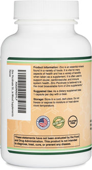 Double Wood zinc picolinate 50mg per capsule 300 capsules