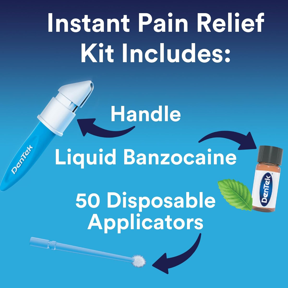Dentek Inastant Pain Relief Benzocaine 20% for Oral Pain 50 applicators