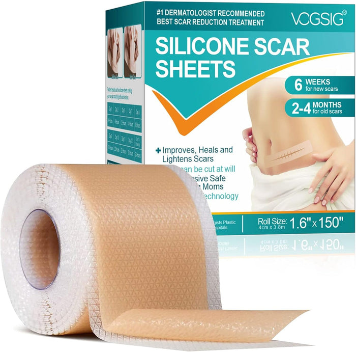 VOGSIG - Silicone Scar Sheets, Medical Silicone Scar Tape Roll to Improve and Heals Scars, 3.8m Roll Default Size
