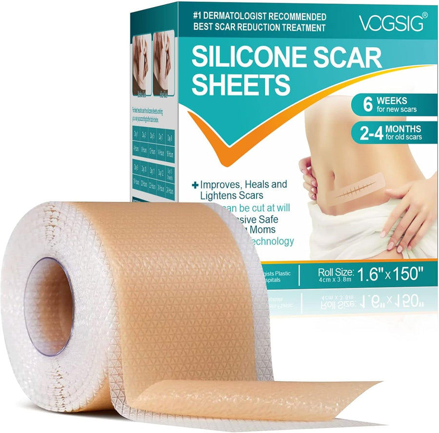 VOGSIG - Silicone Scar Sheets, Medical Silicone Scar Tape Roll to Improve and Heals Scars, 3.8m Roll Default Size