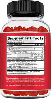 Apple Cider Vinegar Gummies for Kids, 60 Servings. Gluten Free, Vegan and Gelatin Free ACV Gummies