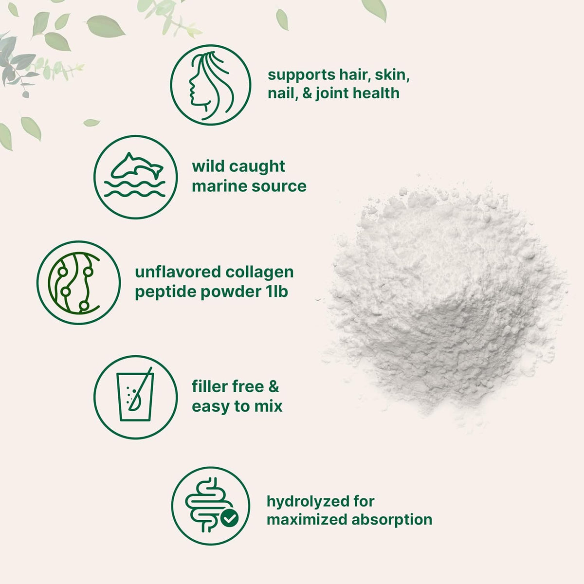 MicroIngredients Marine Collagen Peptides – Supports skin, joints, and hair – Wild caught fish source, hydrolyzed for high absorption, unflavored, keto & pescatarian friendly –454 g