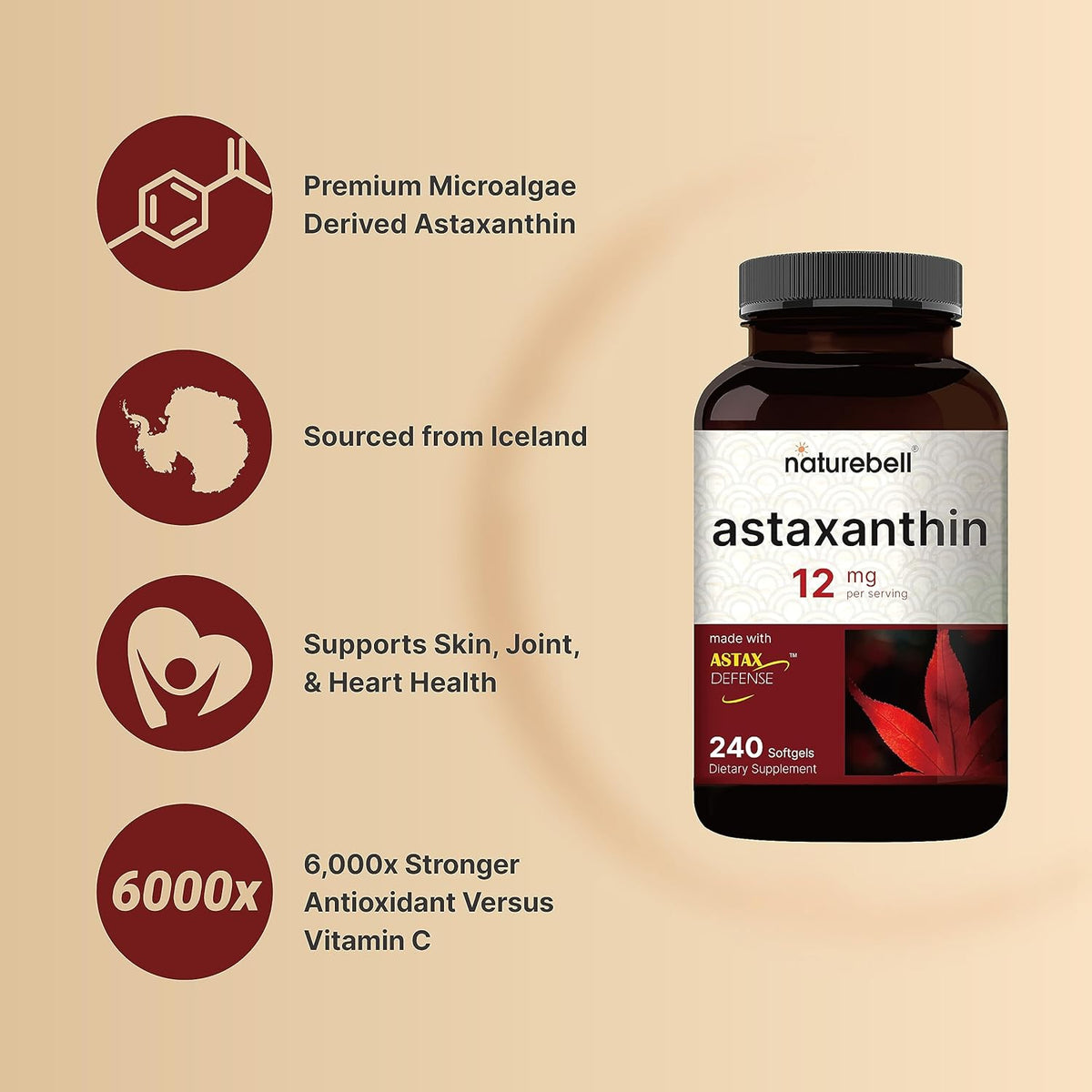 Naturebell Vitamin astaxanthin 12mcg 240 Softgels