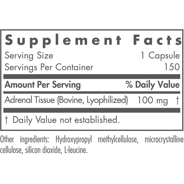 Nutricology Adrenal , Natural Glandular – Stress, Energy & Adrenal Support 150 Veg caps