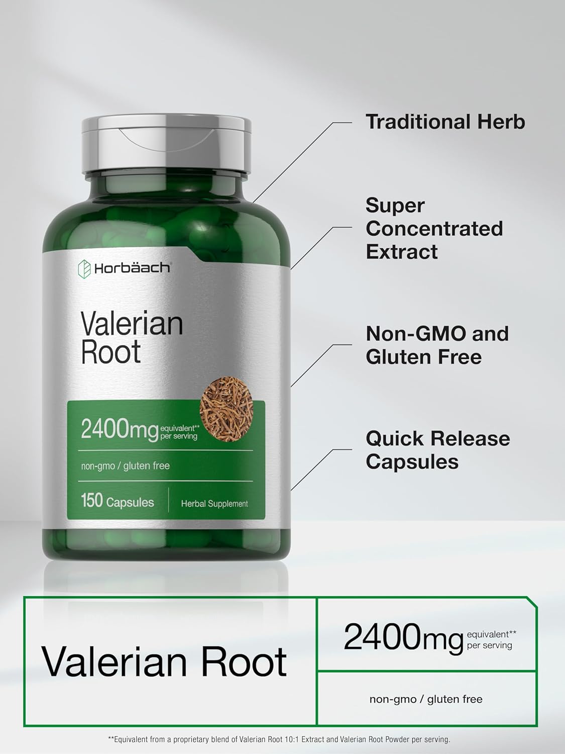 Horbaach Valerian Root 2400mg 150 Capsules
