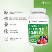 Dr Berg Chewable Vitamin C Complex, Vitamin C from Berries Antioxidants & Immune Booster 60 Wafers