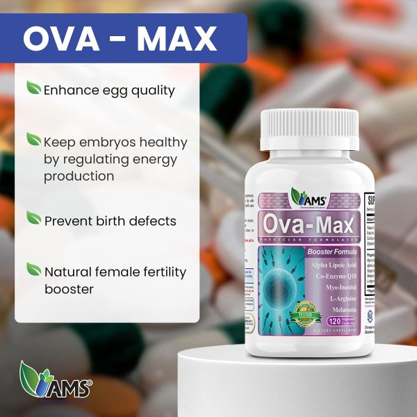 OVA-Max Prenatal Vitamins for Women, Boosts Fertility & Ovulation, Supplements with CoQ10, Folic Acid, & Myo-Inositol, 120 Capsules