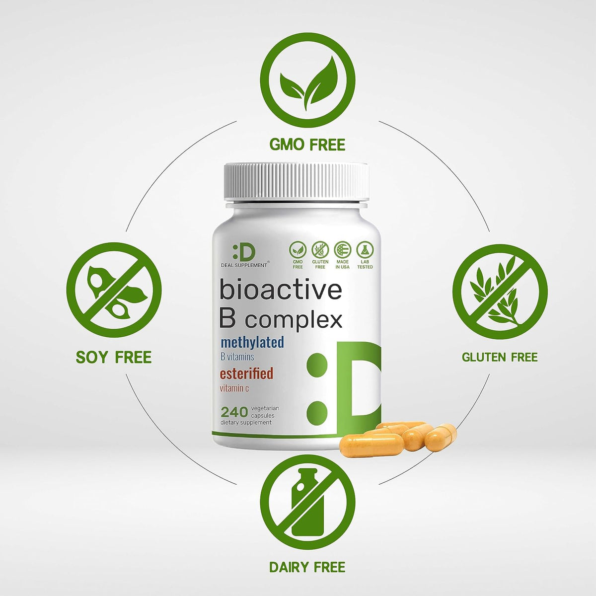 Deal Supplement Bioactive B Complex Supports increased energy levels & Nervous system health 240 Veg Caps
