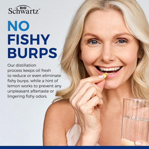 Bioschwartz Fish Oil Omega 3, 1200 mg EPA & DHA 900 mg, Lemon flavor Supports Joint, Eyes, Brain & Skin Health 90 Softgels