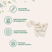 Liposomal Vitamin C Highly Bioavailable Fat Soluble Form Immune Support & Antioxidant Supplement Liposomal Delivery for Superior Absorption Non-GMO, Gluten Free 2,500mg, 240 Veggie Capsules