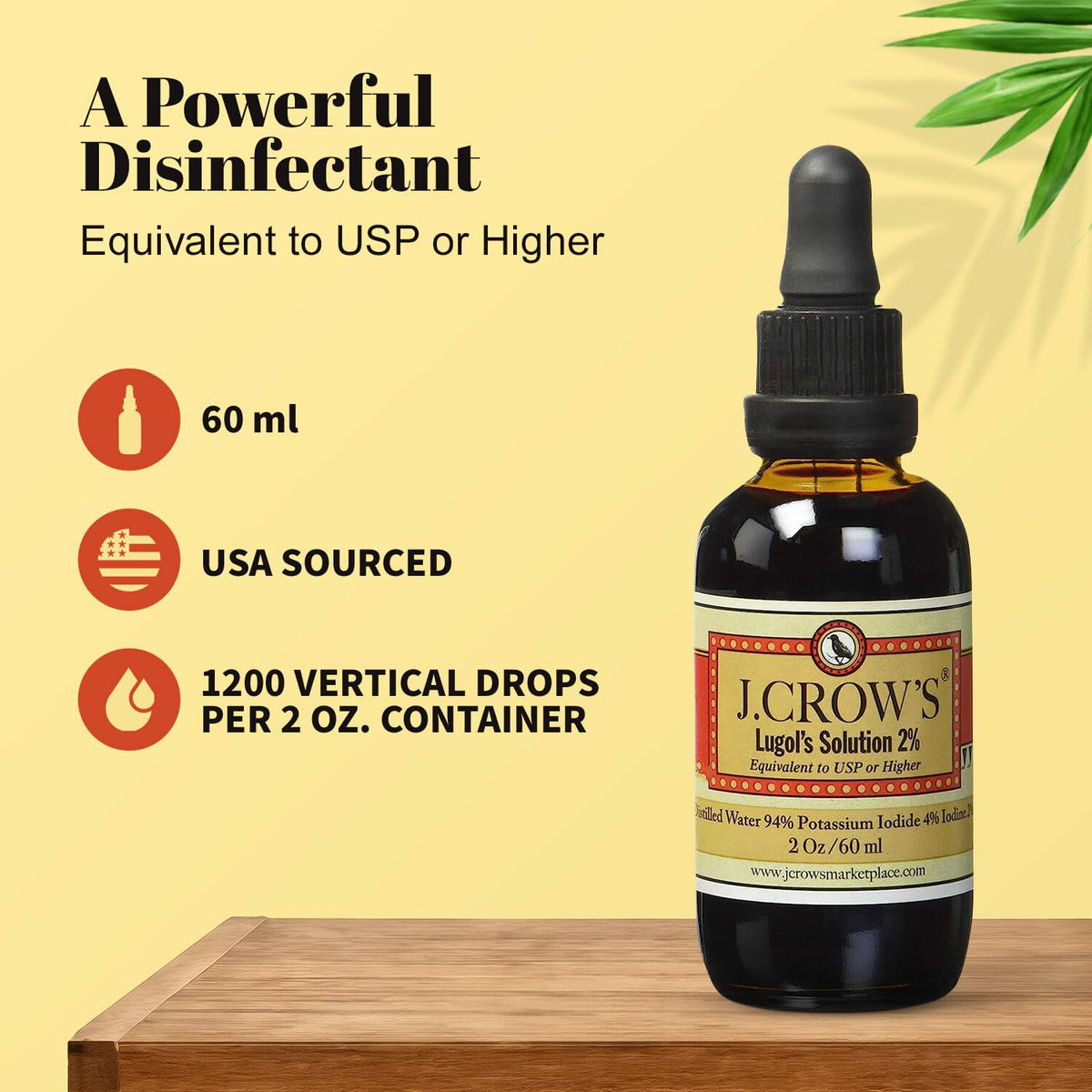 J.Crows Lugols Solution 2% Equivalent to USP or Higher Iodine + Potassium Iodide 60ml