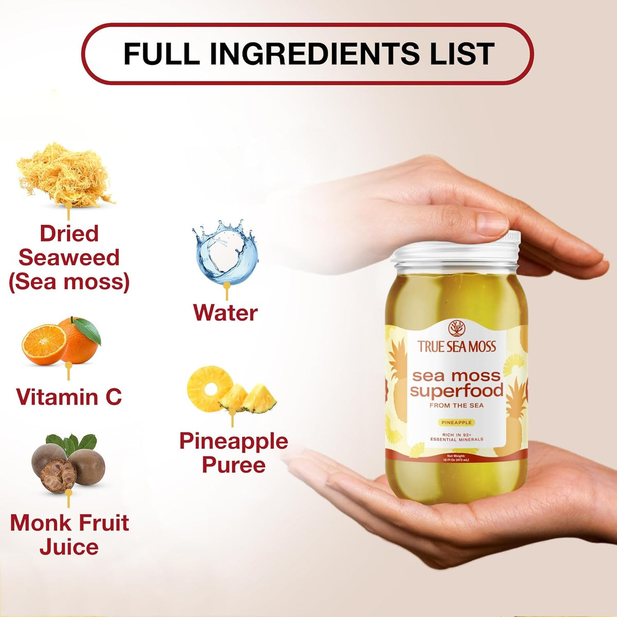 True Sea Moss natural superfood from the sea pineapple 473 ml