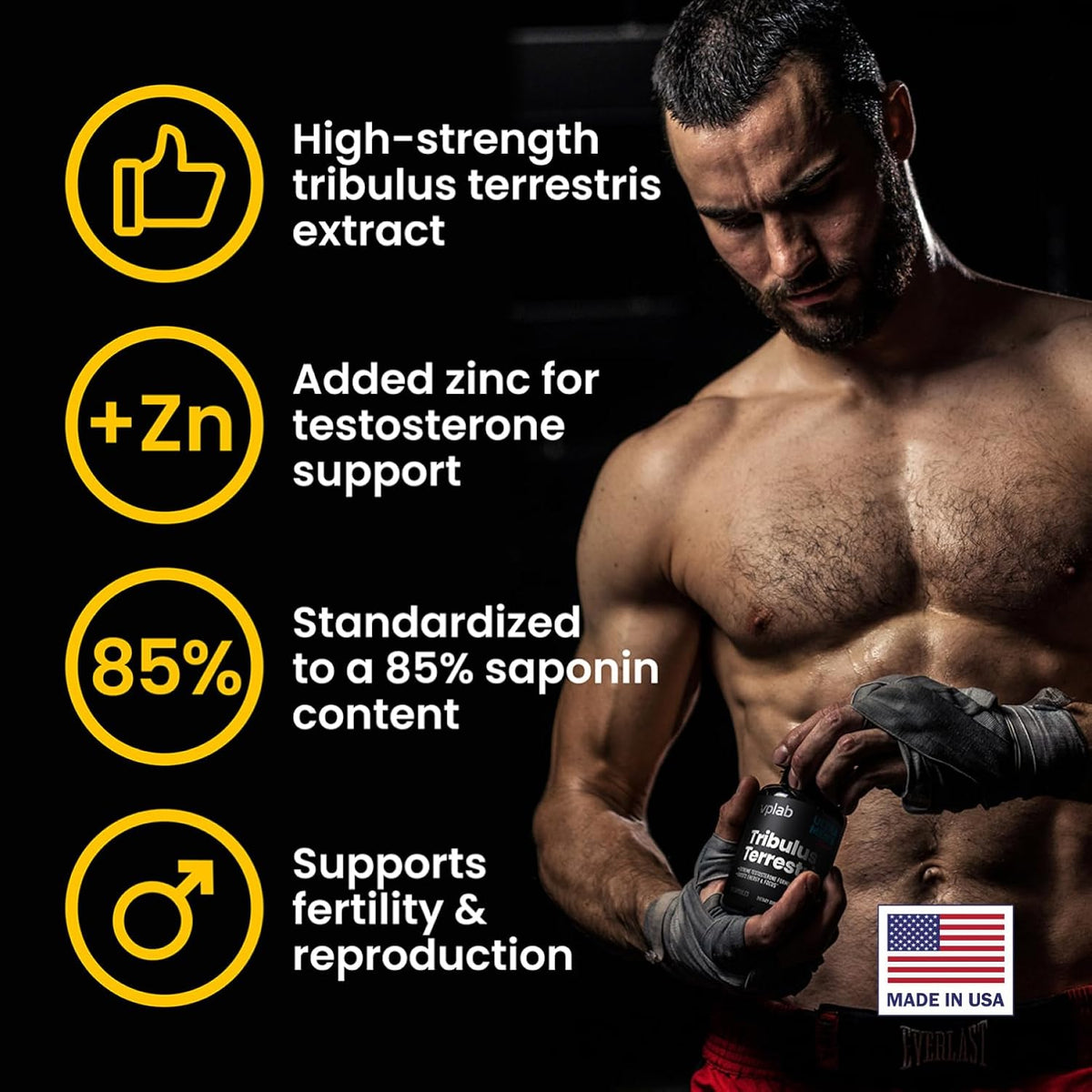 VPLab Ultra Men Sport Tribulus Terrestris 500mg & Zinc citrate 3.3mg Extreme Testosterone Formula 90 capsules