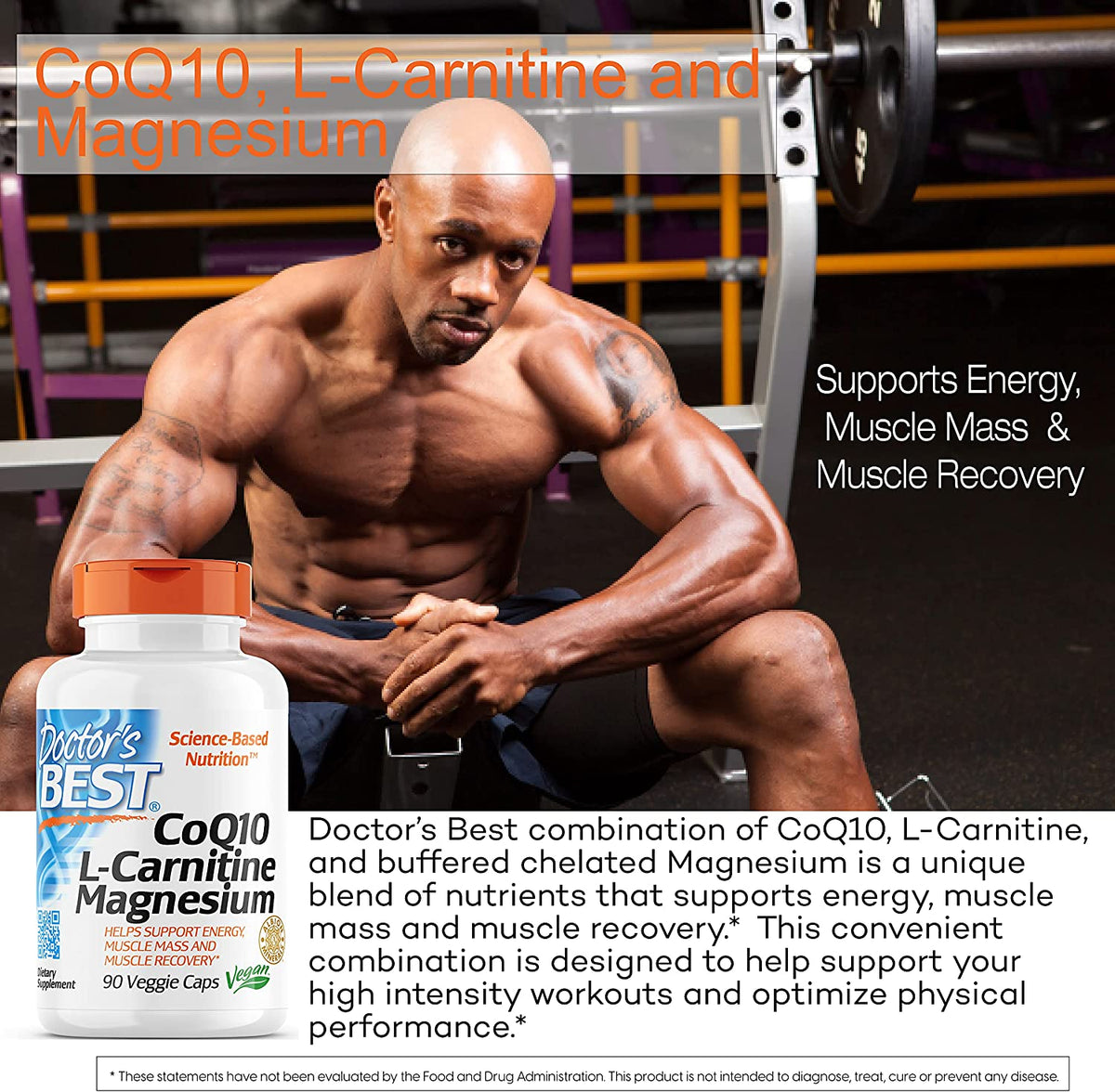 Doctors Best Coq10 L Carnitine Magnesium Supports Energy, Muscle Mass & Muscle Recovery 90 Veggie Caps